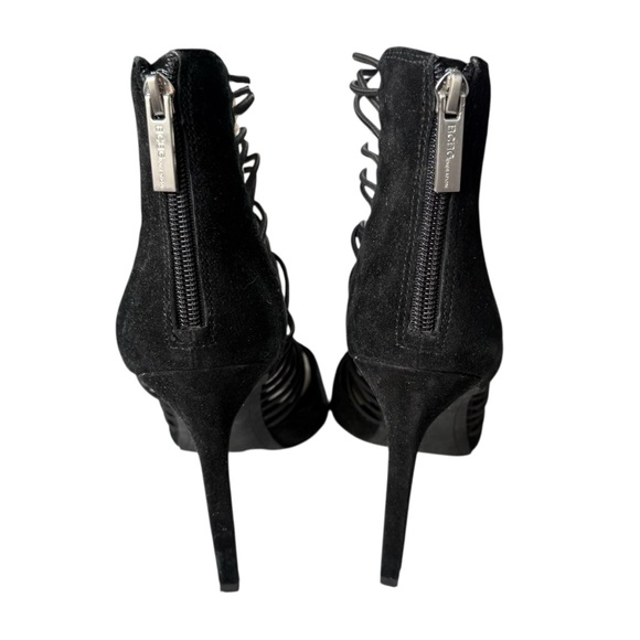 BCBGeneration Caliko Black Suede Stiletto Cage Heels Strappy Pumps Womens Size 9 - Picture 7 of 11